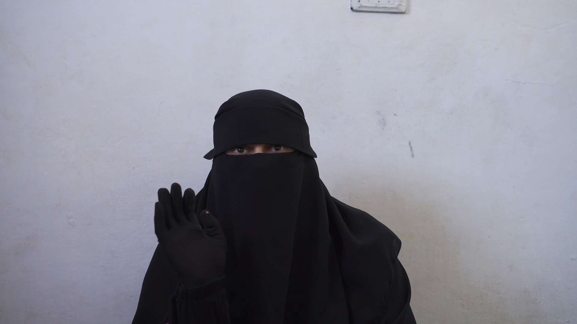 A widow living in an orphan camp in Idlib during a Witness International interview.